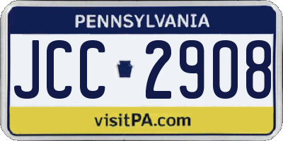 PA license plate JCC2908