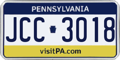 PA license plate JCC3018