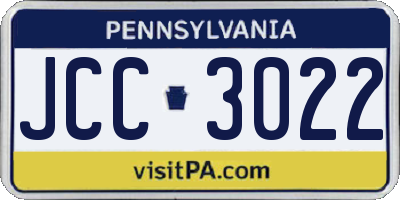 PA license plate JCC3022