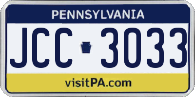 PA license plate JCC3033
