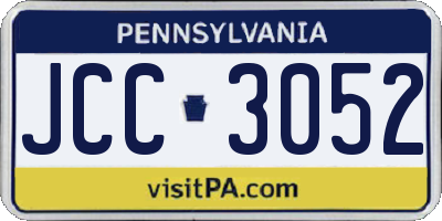 PA license plate JCC3052