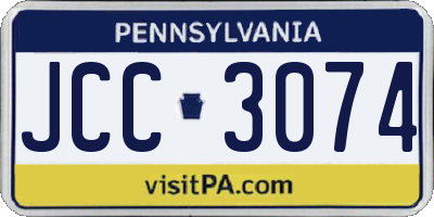 PA license plate JCC3074