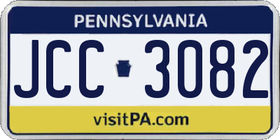 PA license plate JCC3082