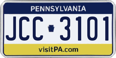 PA license plate JCC3101