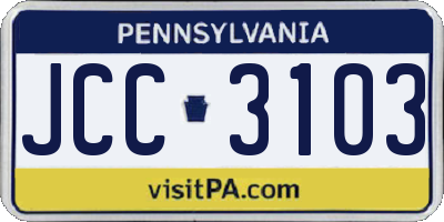 PA license plate JCC3103