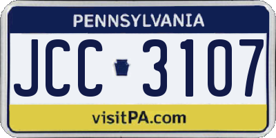 PA license plate JCC3107