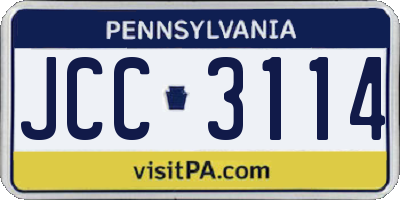 PA license plate JCC3114