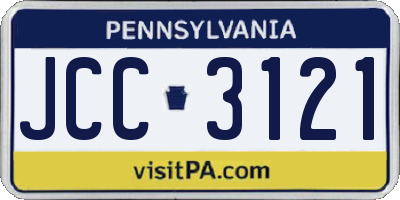 PA license plate JCC3121