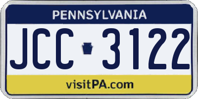 PA license plate JCC3122
