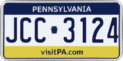 PA license plate JCC3124