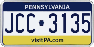 PA license plate JCC3135