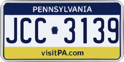 PA license plate JCC3139