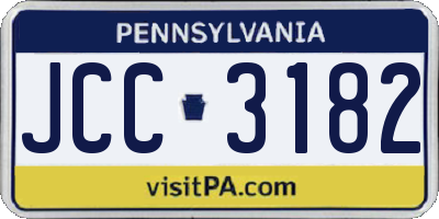 PA license plate JCC3182