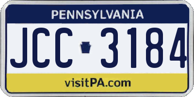 PA license plate JCC3184