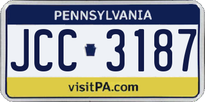 PA license plate JCC3187