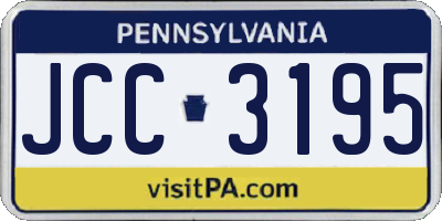PA license plate JCC3195