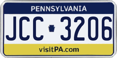 PA license plate JCC3206