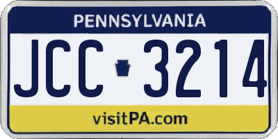 PA license plate JCC3214