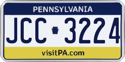 PA license plate JCC3224