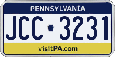 PA license plate JCC3231