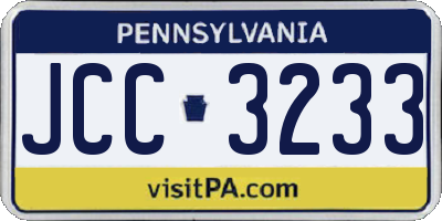 PA license plate JCC3233