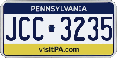 PA license plate JCC3235