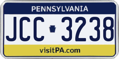 PA license plate JCC3238