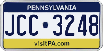 PA license plate JCC3248