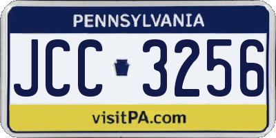 PA license plate JCC3256