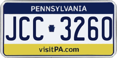 PA license plate JCC3260