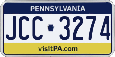 PA license plate JCC3274