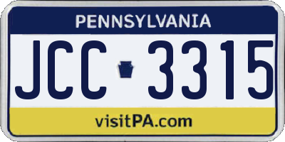 PA license plate JCC3315