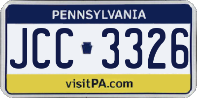 PA license plate JCC3326