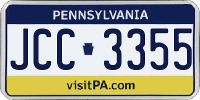PA license plate JCC3355