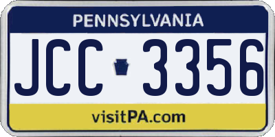PA license plate JCC3356