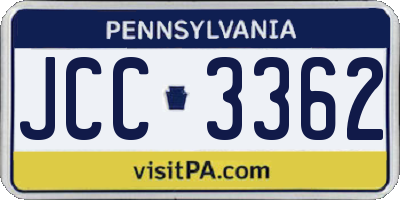 PA license plate JCC3362