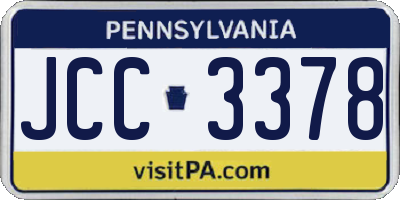 PA license plate JCC3378