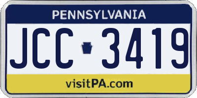 PA license plate JCC3419