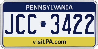 PA license plate JCC3422
