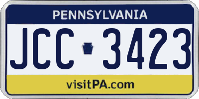 PA license plate JCC3423