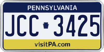 PA license plate JCC3425