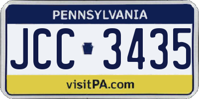 PA license plate JCC3435