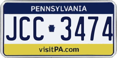 PA license plate JCC3474