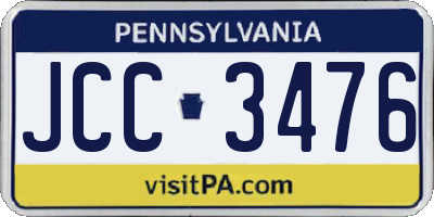 PA license plate JCC3476