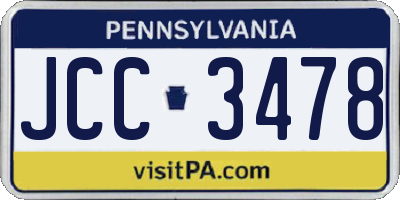 PA license plate JCC3478