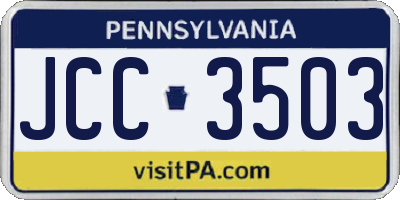 PA license plate JCC3503
