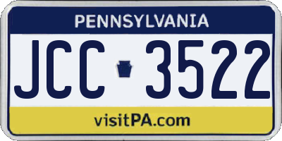 PA license plate JCC3522