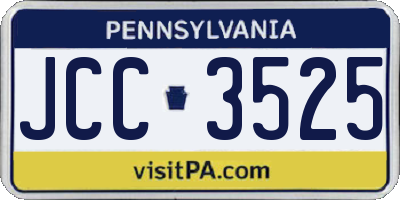 PA license plate JCC3525