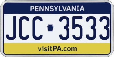 PA license plate JCC3533