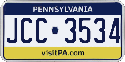 PA license plate JCC3534